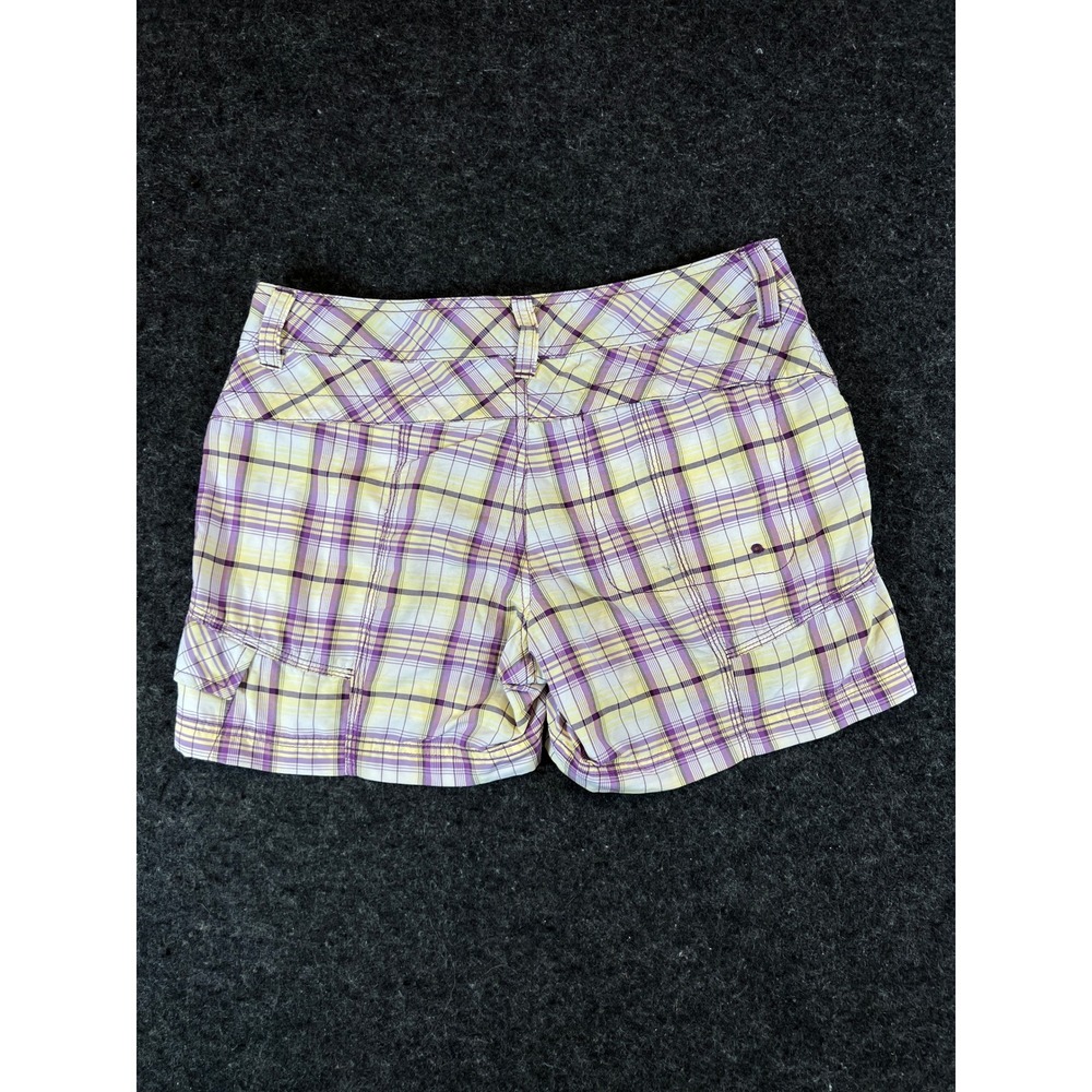 The North Face Womens Purple Yellow Plaid Hiking Cargo Shorts Size 6 AHYK